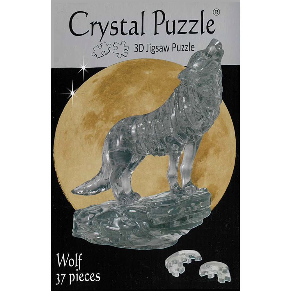 3D WOLF, BLACK, CRYSTAL PUZZLE