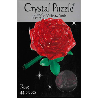 3D ROSE, RED, CRYSTAL PUZZLE