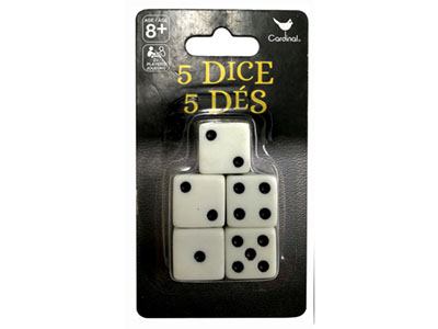 DICE,Pack of 5 16mm (Cardinal)