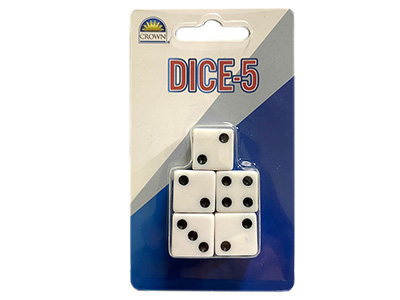 DICE, 5 PACK BLISTER (CROWN)