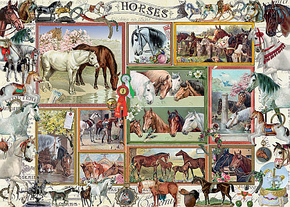 STAMP & COLLAGE HORSES 1000pc