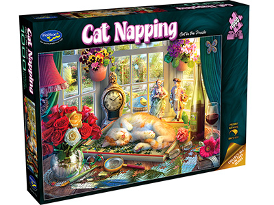 CAT NAPPING CAT IN THE PUZZLE
