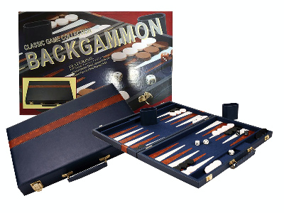 BACKGAMMON, BLUE VINYL 15" BACKGAMMON, BLUE VINYL 15"
