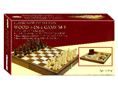 COMBO, CHESS 3in1 WALNUT Magn.