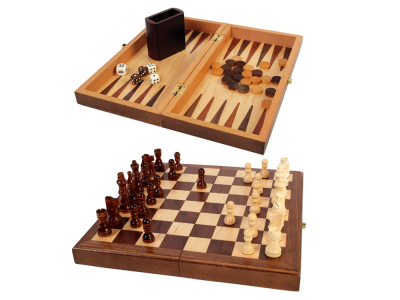 COMBO, CHESS 3in1 WALNUT Magn.