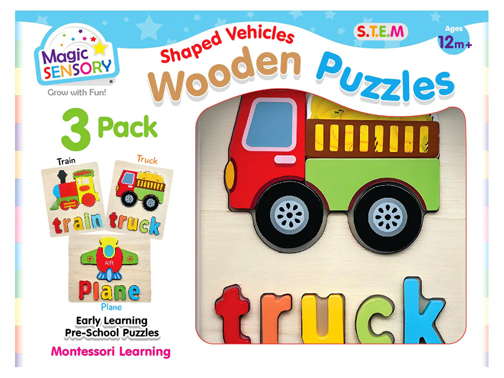 SHAPED VEHICLES WOODEN PUZZLES
