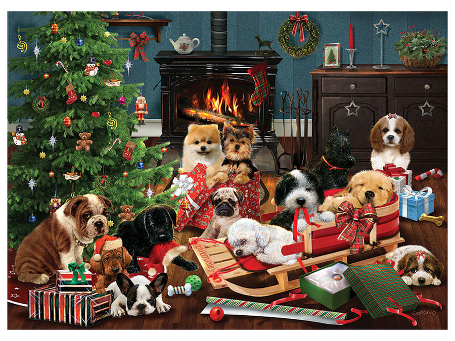CHRISTMAS PUPPIES 1000pc - Click Image to Close