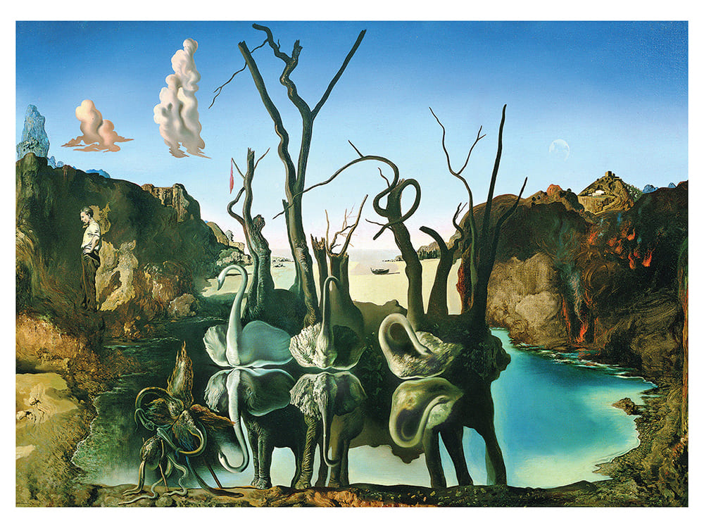 DALI, SWANS REFLECTION ELEPHNT - Click Image to Close