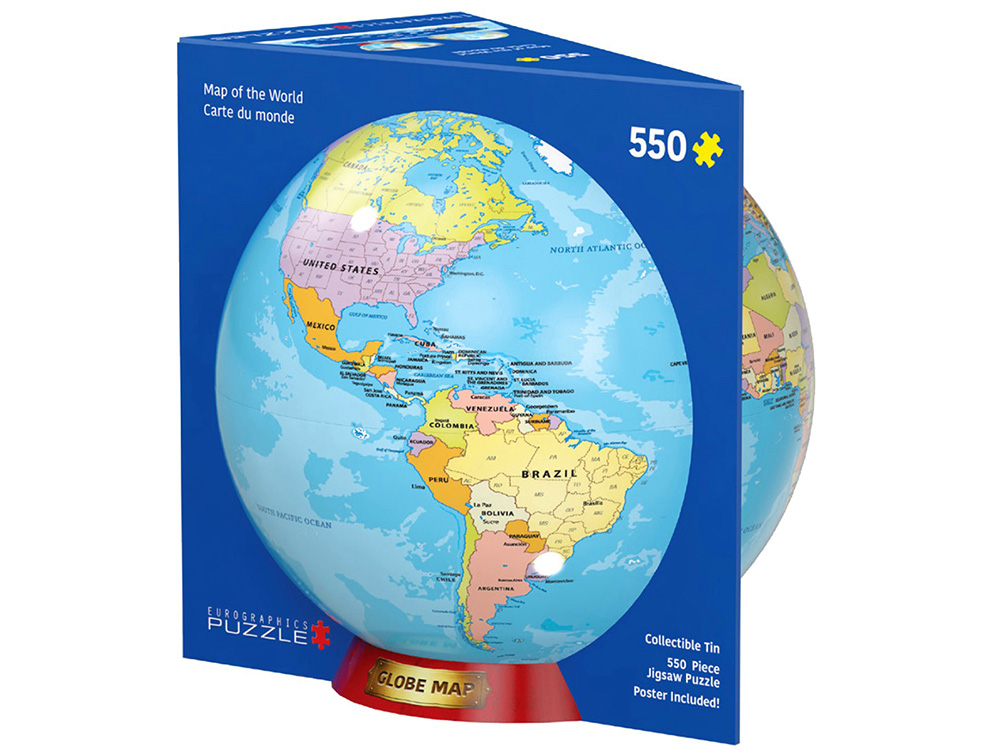 MAP OF WORLD 550pc GLOBE TIN