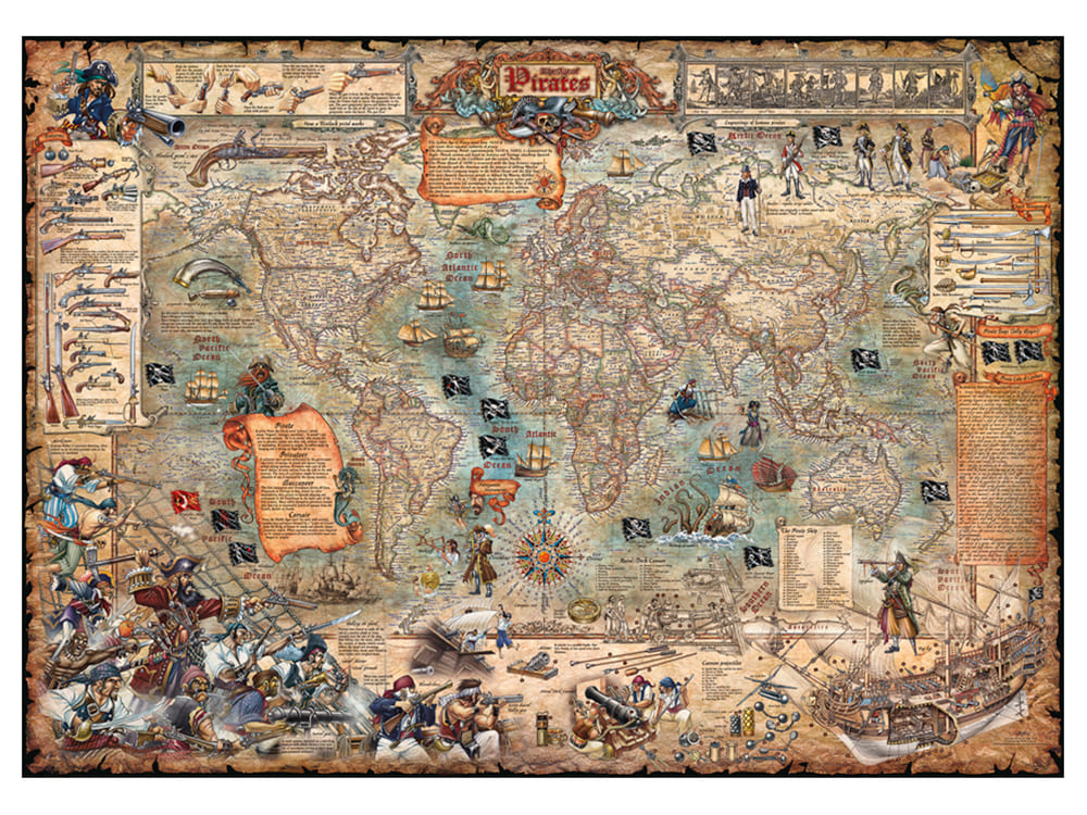 MAP ART, PIRATE WORLD 2000pc - Click Image to Close
