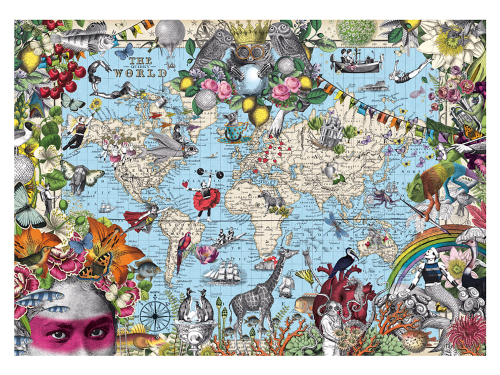 MAP ART, QUIRKY WORLD 2000pc - Click Image to Close