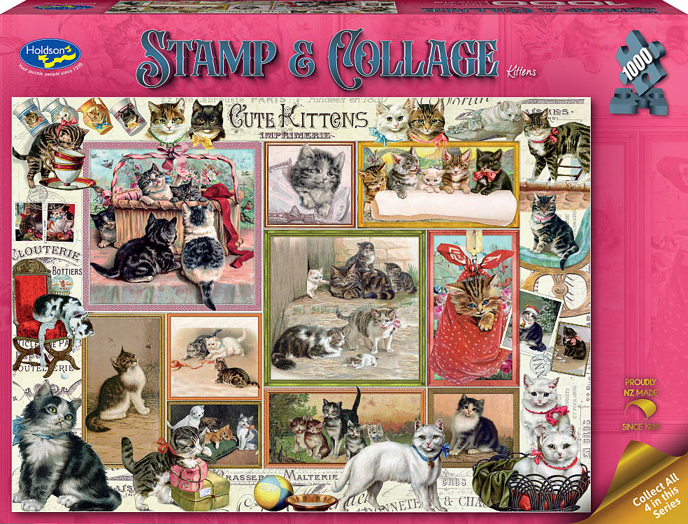 STAMP & COLLAGE KITTENS 1000pc - Click Image to Close