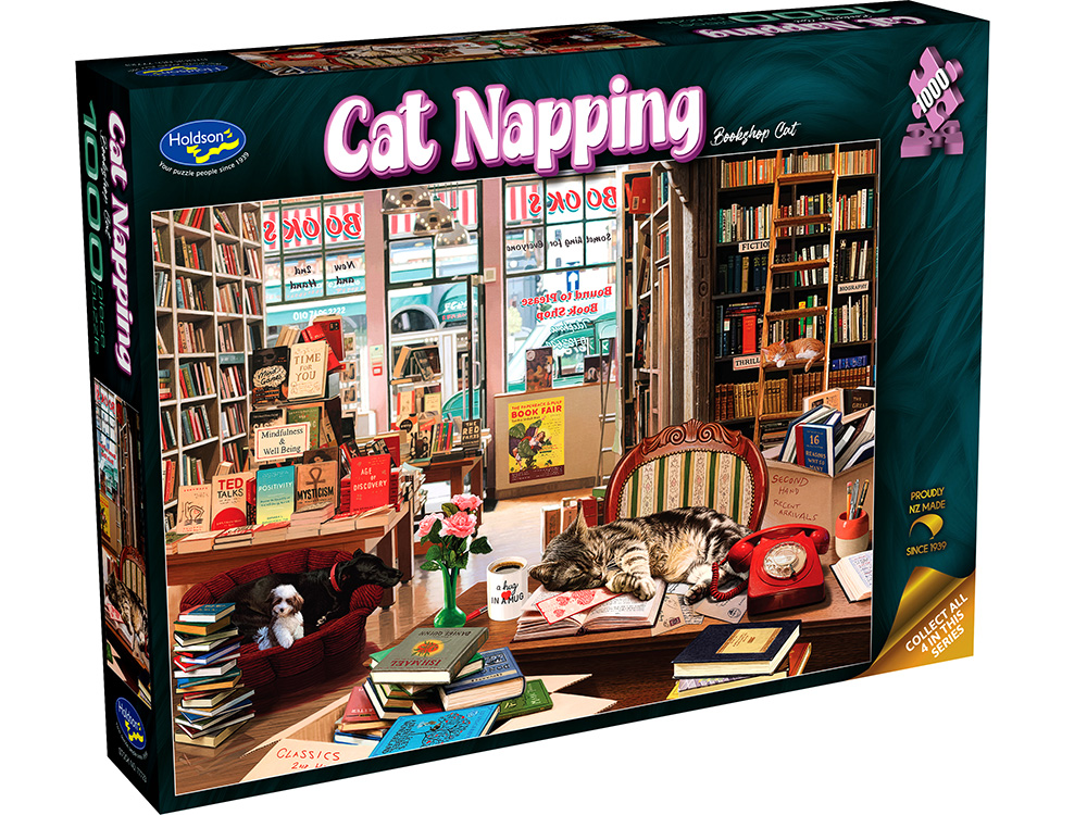 CAT NAPPING BOOKSHOP CAT 1000p