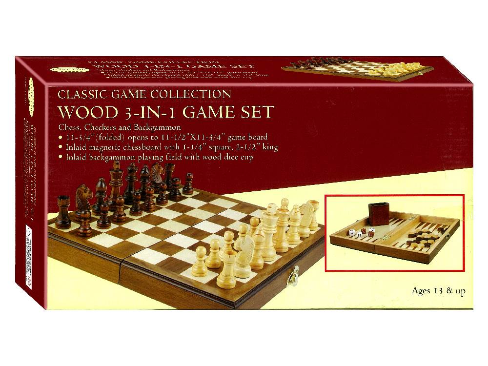 COMBO, CHESS 3in1 WALNUT Magn.