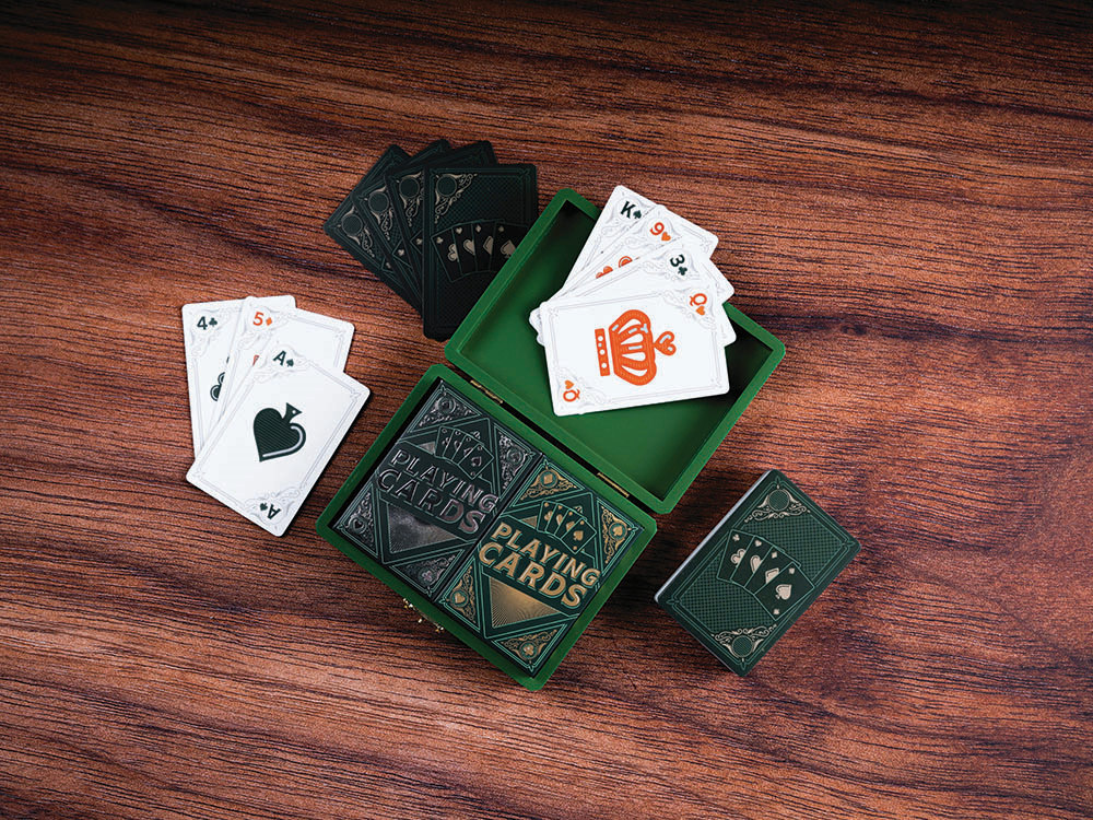 PLAYING CARDS,Dbl.Dk,Wood Case - Click Image to Close