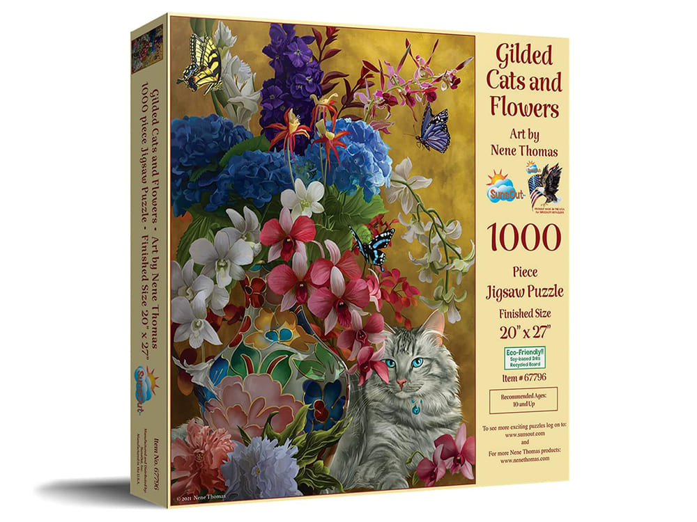 GILDED CATS AND FLOWERS 1000pc - Click Image to Close