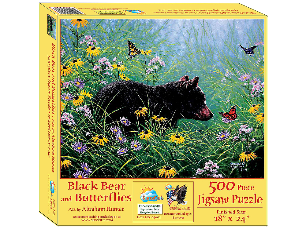 BLACK BEAR & BUTTERFLIES 500pc - Click Image to Close