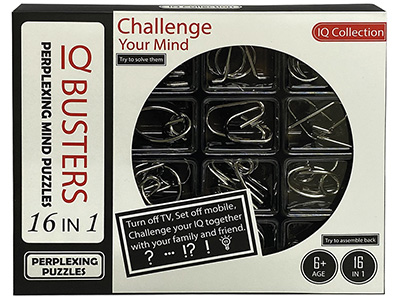 IQ BUSTERS 16 WIRE PUZZLES BLK